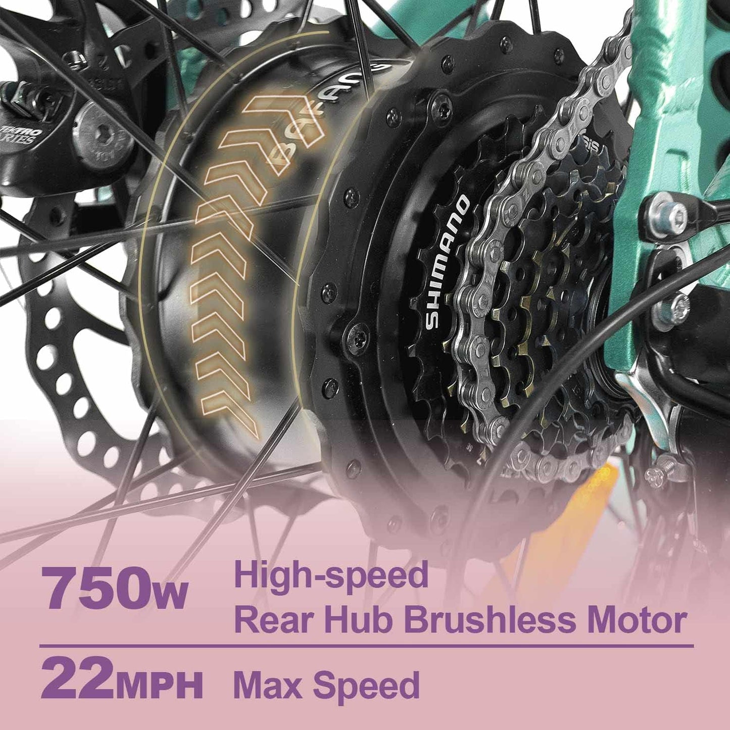 M-140 P7 22 MPH Electric Bike 750W Folding Fat Tires Ebike 48V 16AH Battery Adult Electric Bicycles with Rear Rack + Fenders(Cyan)