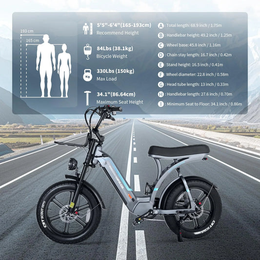 Electric Bike for Adults, 20" Electric Mountain Bike 750W 31 MPH, 48V 20Ah Battery, UL2849