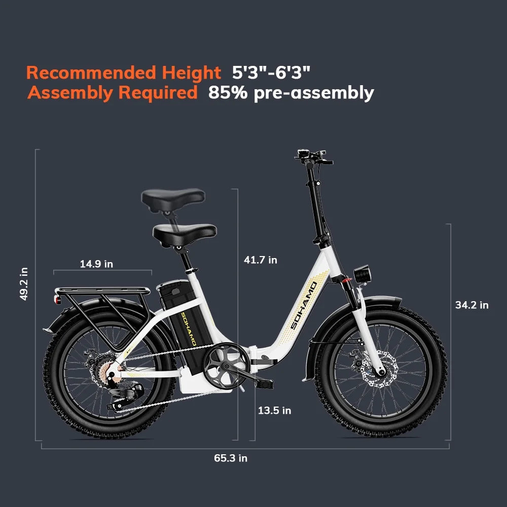 Electric Bike for Adults, 750W Motor 48V 20Ah Removable Battery Folding Ebike, Full Suspensions Mountain Bicycle UL2849