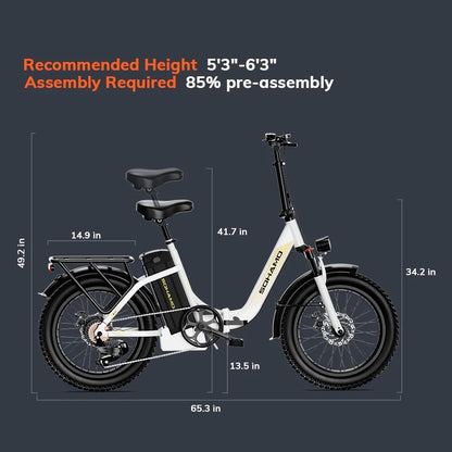 Electric Bike for Adults, 750W Motor 48V 20Ah Removable Battery Folding Ebike, Full Suspensions Mountain Bicycle UL2849