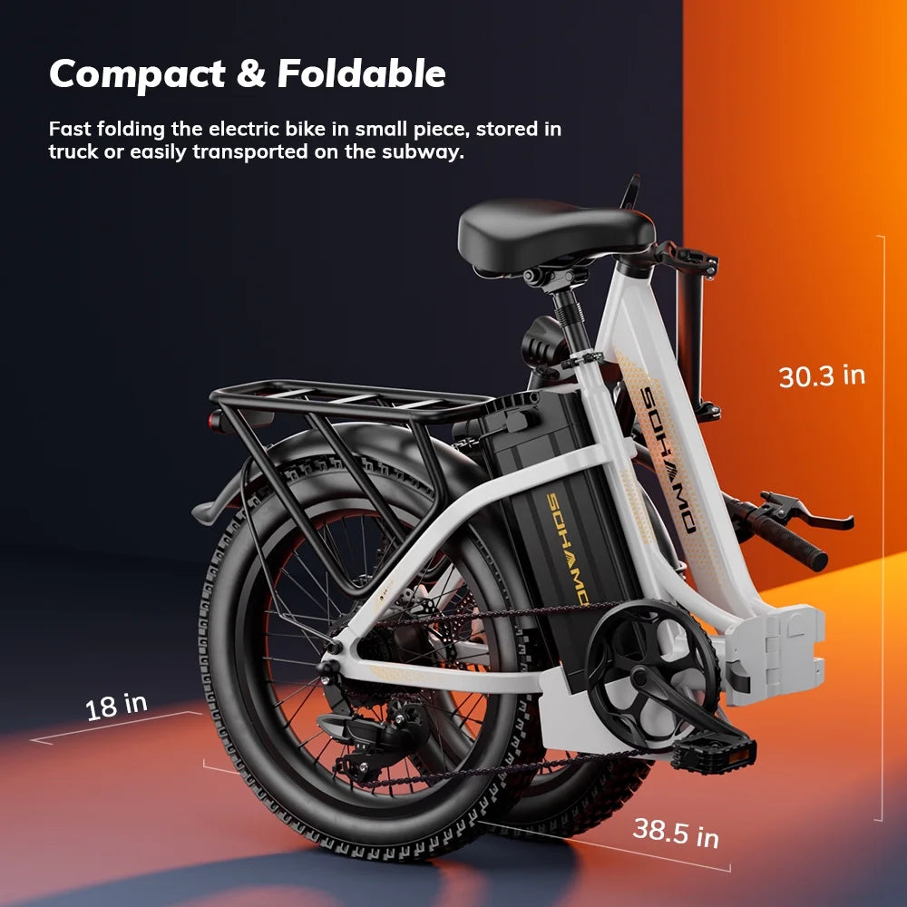Electric Bike for Adults, 750W Motor 48V 20Ah Removable Battery Folding Ebike, Full Suspensions Mountain Bicycle UL2849