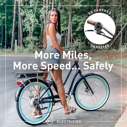Evryjourney Women'S Electric Bike, Step-Through Touring Hybrid Ebike, 250/500 Watt Motor, 26" Bicycle, Multiple Colors