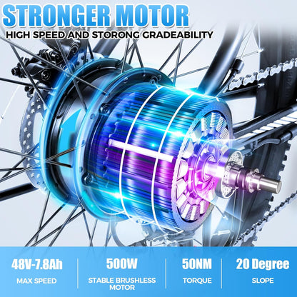 26" Electric Bike for Adults, [Peak 750W Motor] Electric Mountain Bike, 22 MPH Commuter Ebike, 55 Miles Adults Electric Bicycle with 48V/374Wh Battery, LCD Display, 21 Speed, Front Suspension
