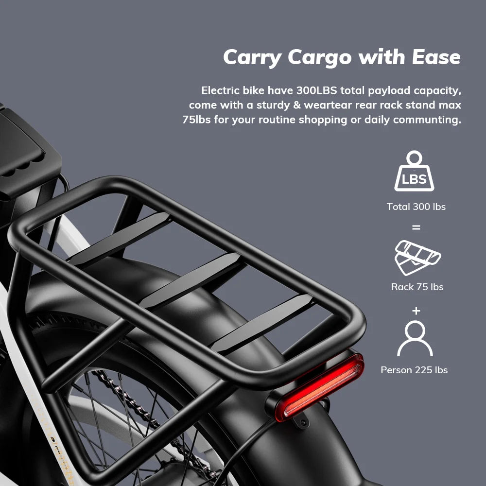 Electric Bike for Adults, 750W Motor 48V 20Ah Removable Battery Folding Ebike, Full Suspensions Mountain Bicycle UL2849