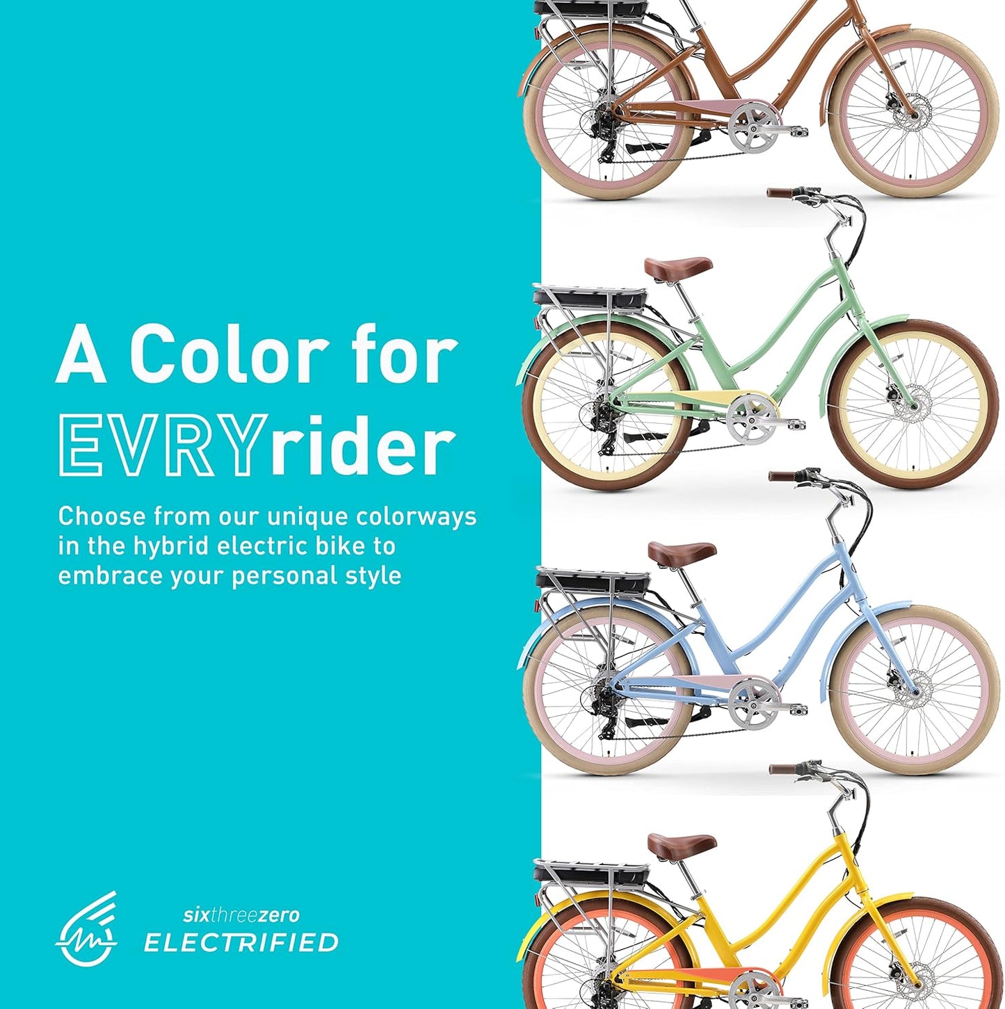 Evryjourney Women'S Electric Bike, Step-Through Touring Hybrid Ebike, 250/500 Watt Motor, 26" Bicycle, Multiple Colors