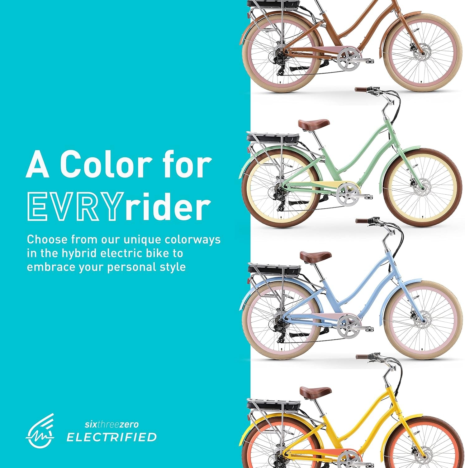 Evryjourney Women'S Electric Bike, Step-Through Touring Hybrid Ebike, 250/500 Watt Motor, 26" Bicycle, Multiple Colors
