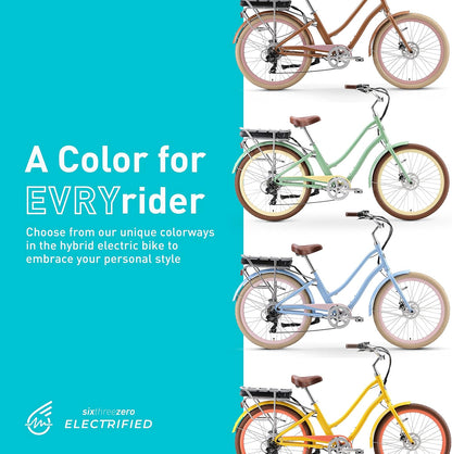 Evryjourney Women'S Electric Bike, Step-Through Touring Hybrid Ebike, 250/500 Watt Motor, 26" Bicycle, Multiple Colors