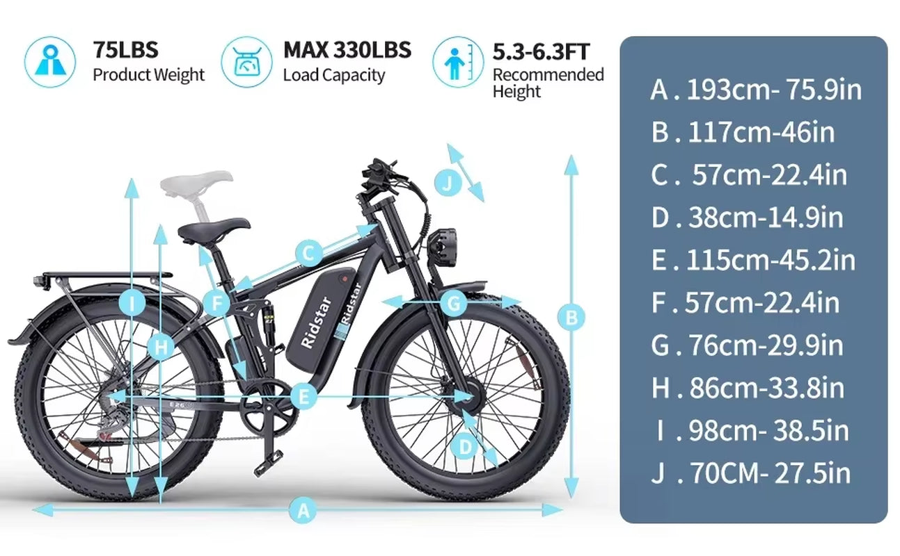 Ridstar-Electric Mountain Bike, Comfortable Aluminum Alloy Frame, 48V 23Ah, Smart Electronic Lithium Battery, MTB, 2000W, New