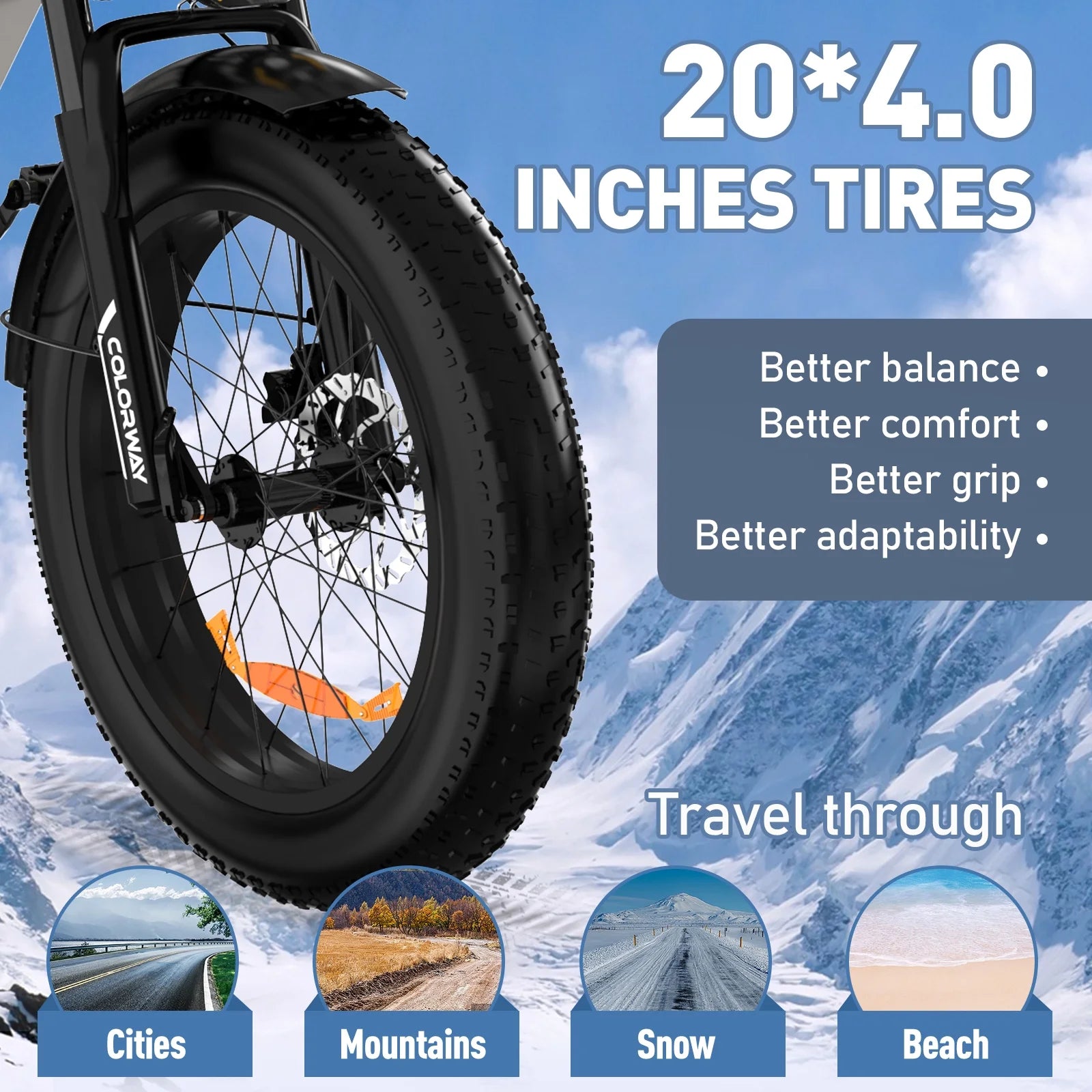 750W Electric Bike for Adults,20X4.0 Fat Tire Off-Road E Bike,36V/12Ah Battery Snow Beach Mountain Bike for Outdoor Cycling E Bike UL2849