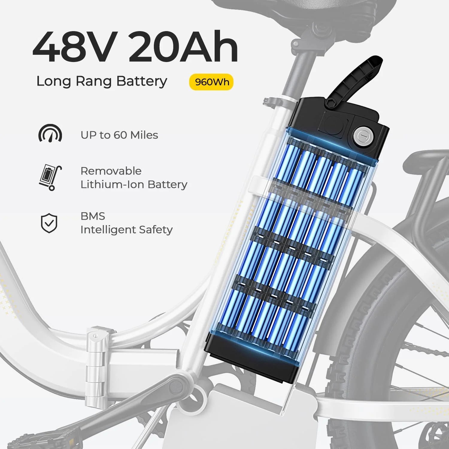 Electric Bike for Adults, 750W Motor 48V 20Ah Removable Battery Folding Ebike, Full Suspensions Mountain Bicycle UL2849