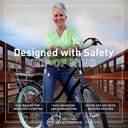 Evryjourney Women'S Electric Bike, Step-Through Touring Hybrid Ebike, 250/500 Watt Motor, 26" Bicycle, Multiple Colors